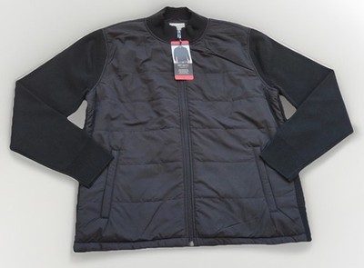 Infinity men's MEDIUM full zip hybrid sweater jacket wool blend Black