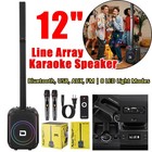 12"Portable Line Array Column PA System Sub Bass Bluetooth Mic Remote LED Lights