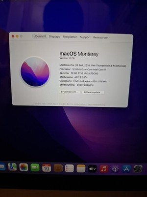 Macbook Pro 13 - 2016 - (Intel i7 3,3 GHz/16GB RAM/500GB SSD/iris 550)