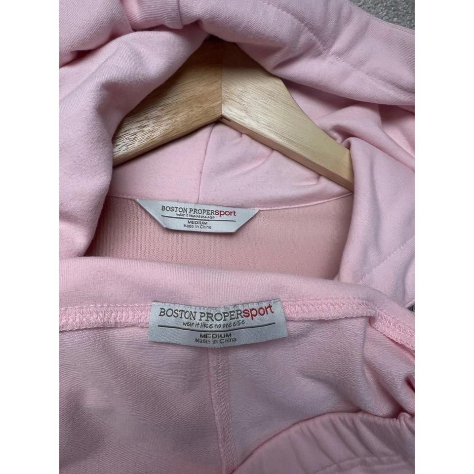 Boston Proper Sport Pink Lounge Set M Eyelet Embellished Y2K Hoodie Track Suit - Image 4 of 4