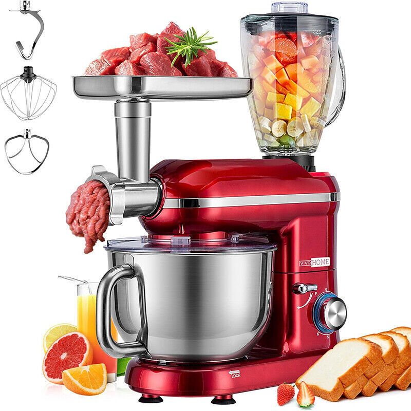 3 in 1 6 Quart Stand Mixer 650W 6-Speed Meat Grinder Juice Blender