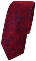 Schmale Tigertie Seidenkrawatte In Weinrot Schwarzblau Paisley Gemustert