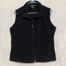 Woolrich Woolen Mills Fleece Vest Full Zip Womens Sz L Pockets Campfire Hiking