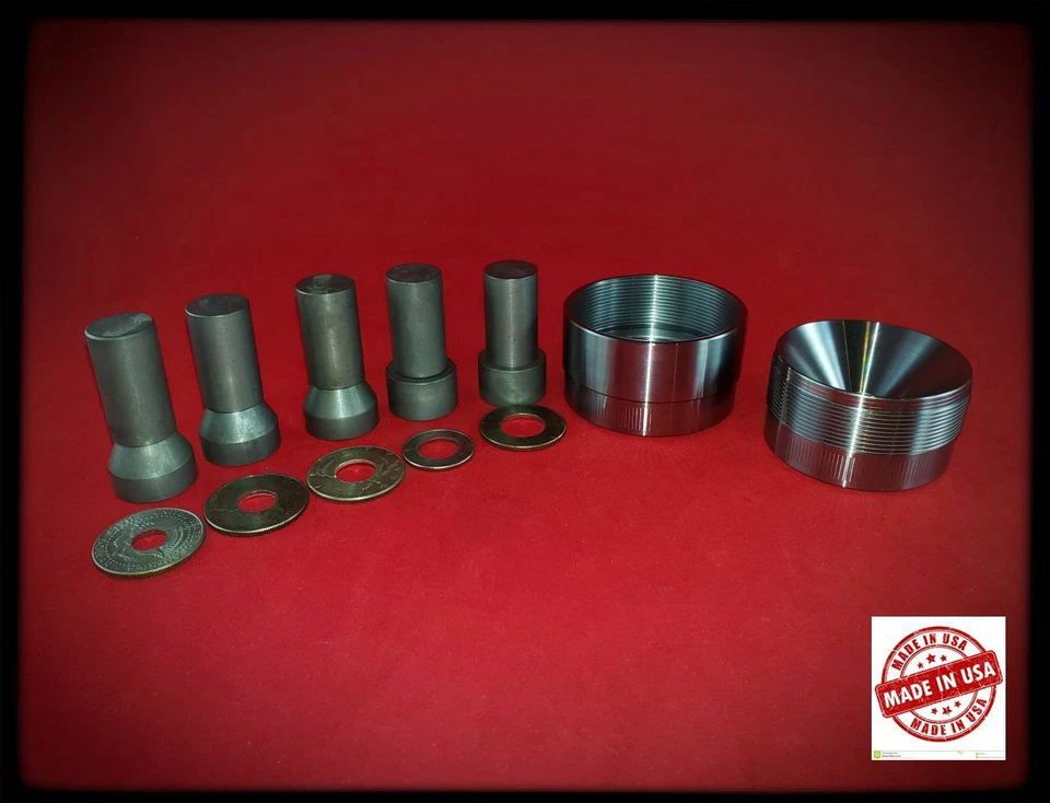 BIG Self Centering Coin Ring Punch Set, No Spacers 1/4" 3/8" 1/2" 5/8" 3/4" - Image 2 of 3