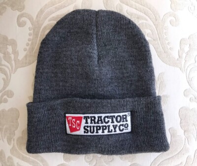 TSC Tractor Supply Co Charcoal Gray Classic Patch Logo Beanie Hat Toboggan