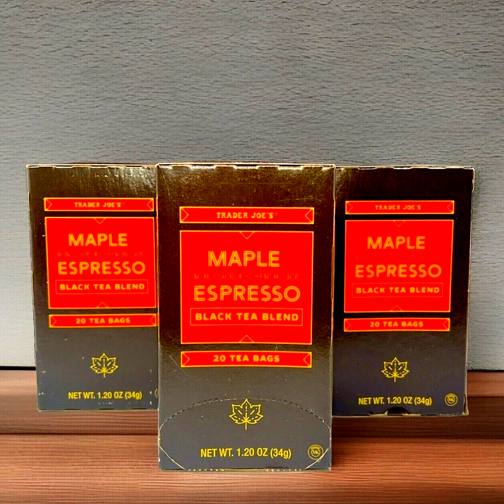 Trader Joe's Joes Maple Espresso Black Tea Blend Choose Qty 20 Tea Bags Per Box