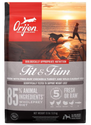 ORIJEN Grain Free, Fit & Trim, High Protein, Fresh & Raw Animal Dog Food, 23.5lb