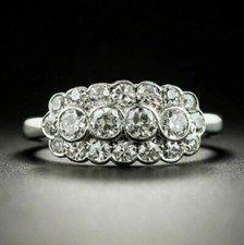 Art Deco Style Round Cut CZ-Stone Engagement Wedding Ring In 925 Sterling Silver