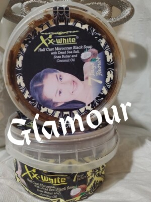 XX-WHITE H-C moroccan black soap with dead sea salt, shea butter & oil 400gx1