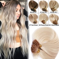 AAAAAA Micro Ring I TIP Stick Tip Real Remy Human Hair Extensions Bleach Blonde