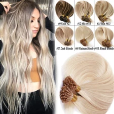 AAAAAA+ Micro Ring I TIP Stick Tip Real Remy Human Hair Extensions Bleach Blonde