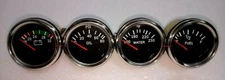 Gauges Set ( 4 pc) - Oil Pressure Temp Volt Fuel Gauge 2" Electric Chrome