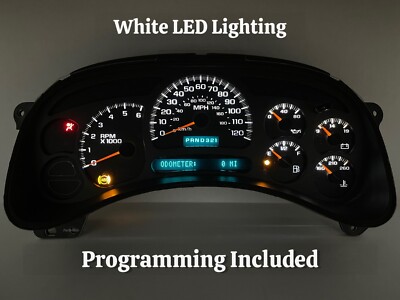 03 04 05 Sierra Silverado Speedometer Instrument Gauge Cluster WHITE LED