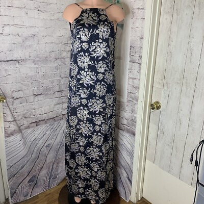 nasty gal after party dress Nasty Gal After Party Women's Maxi Dress Size Small Dark Blue Floral Print  Satin