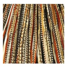 8-12 inch Grizzly Black, Brown, Beige 100 Real Hair 5 Feather Extensions bonded