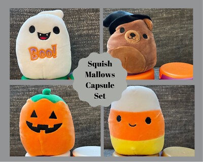 2021 Squishmallows Mystery Capsule Set- Pumpkin, Ghost, Witch Bear, Candy Corn