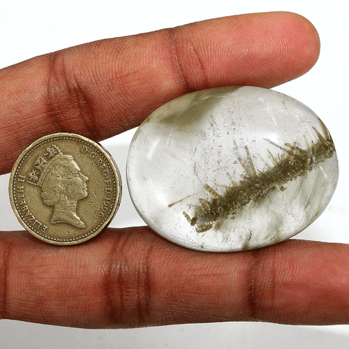 Turmalina verde natural de 128,65 quilates en cuarzo piedra preciosa de cabujón rara de alta calidad - Imagen 2 de 16