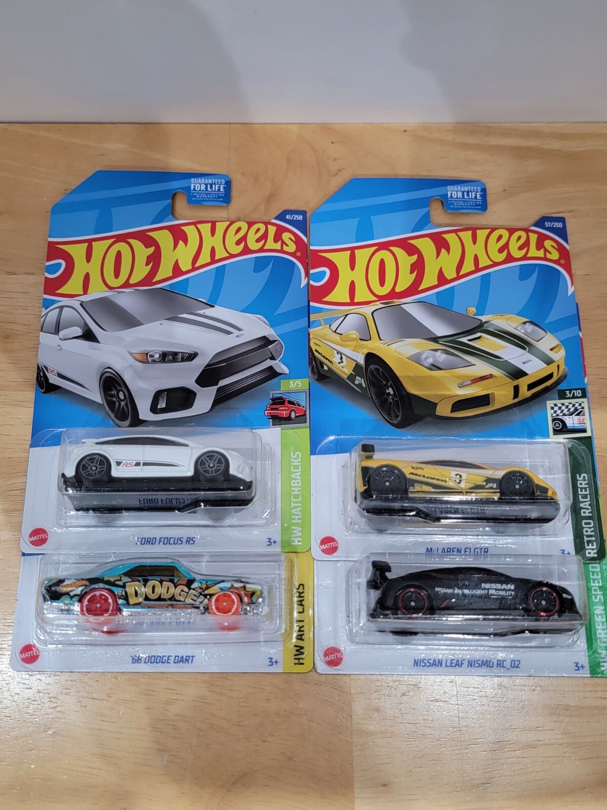 Hot Wheels 2022 KROGER Ford Focus Dodge Dart Leaf Nismo McLaren F1 GTR Lot Of 4