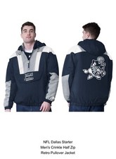 Dallas Cowboys Starter Charger Retro 1/2 Zip Pull Over Jacket - Navy