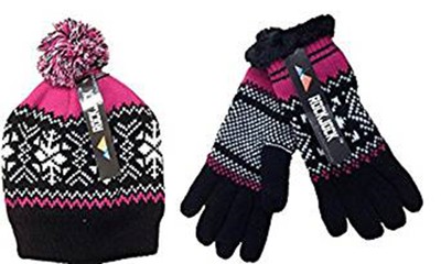 ladies bobble hat and gloves