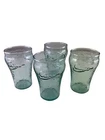Set of 4 Coca Cola Coke Vintage Glasses 6"Green Tinted