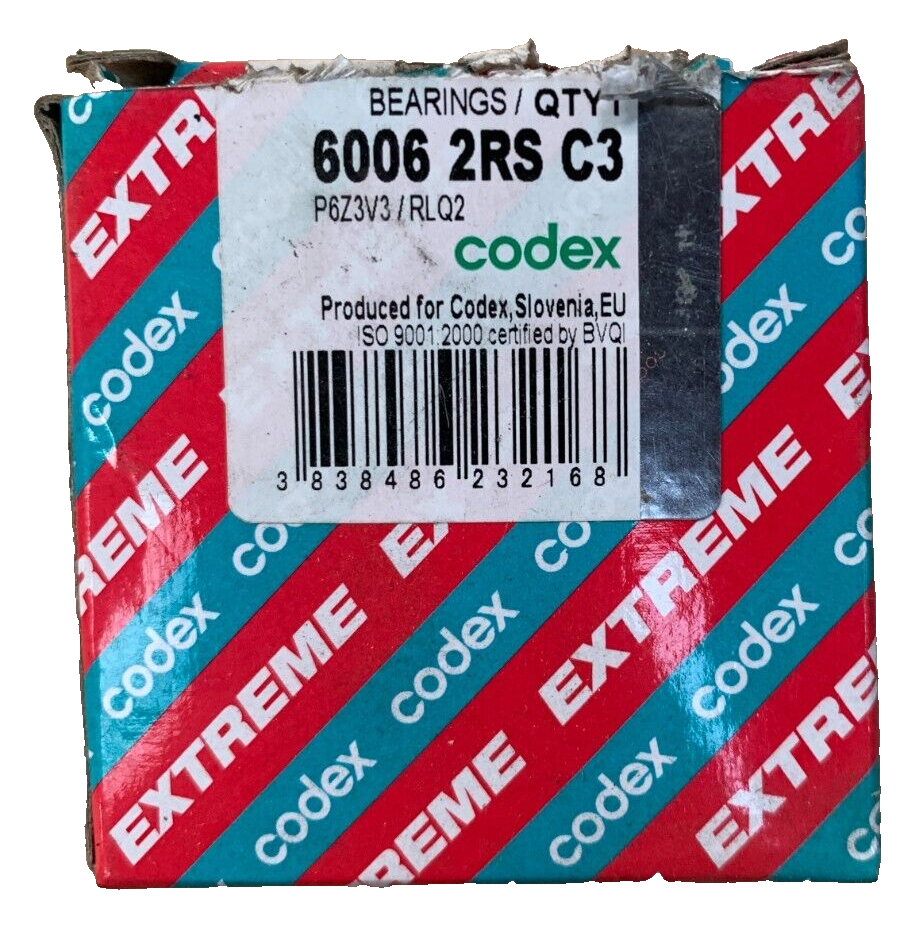 1512 Codex 6006 2RS C3 Extreme Rubber Sealed Deep Groove Ball Bearing 30x55x13mm