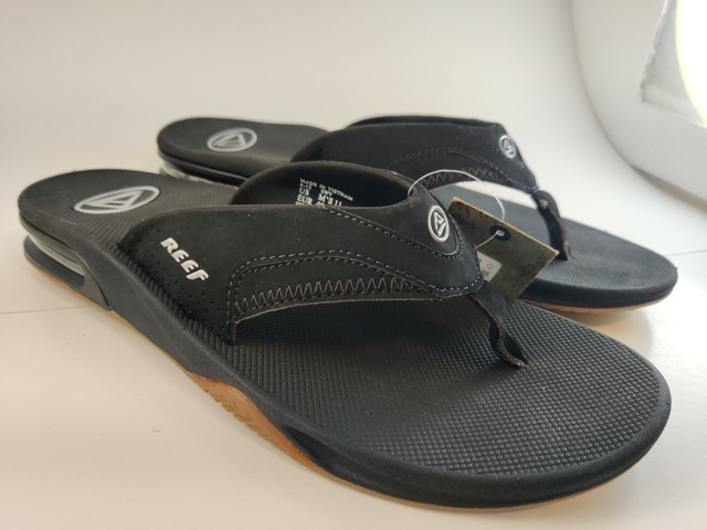 Reef Fanning Mens Sandals Bottle Opener Flip Flops for Men Black/silver 9 M US for sale online 