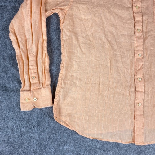 Tommy Bahama Shirt Mens Large Orange Plaid Linen Button Up Long Sleeve - Picture 4 of 11