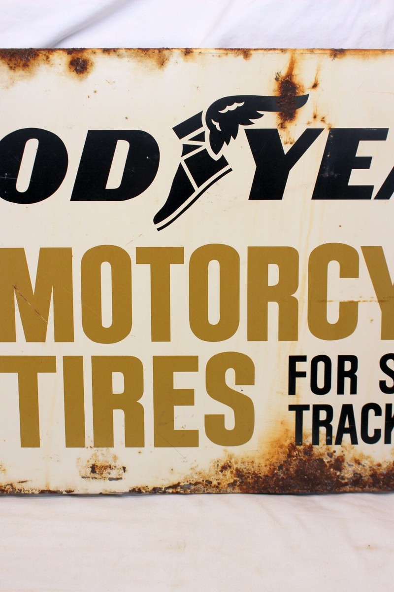 💥Rare GOODYEAR MOTORCYCLE TIRES Metal Sign 15
