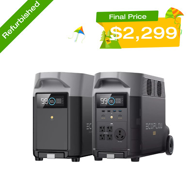 EcoFlow DELTA Pro Power Station+Extra Battery 7200Wh Certified Refurbished, LFP