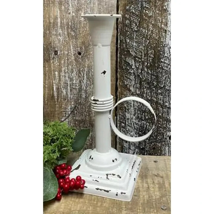 Chamber Stick Distressed Shabby Chic 8.5" T