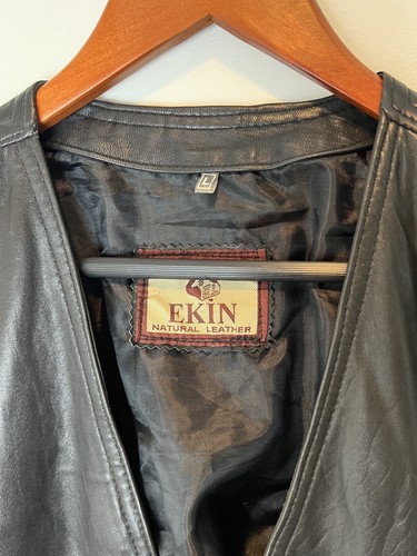 Vintage 80’s Leather Vest In Black - Picture 8 of 8