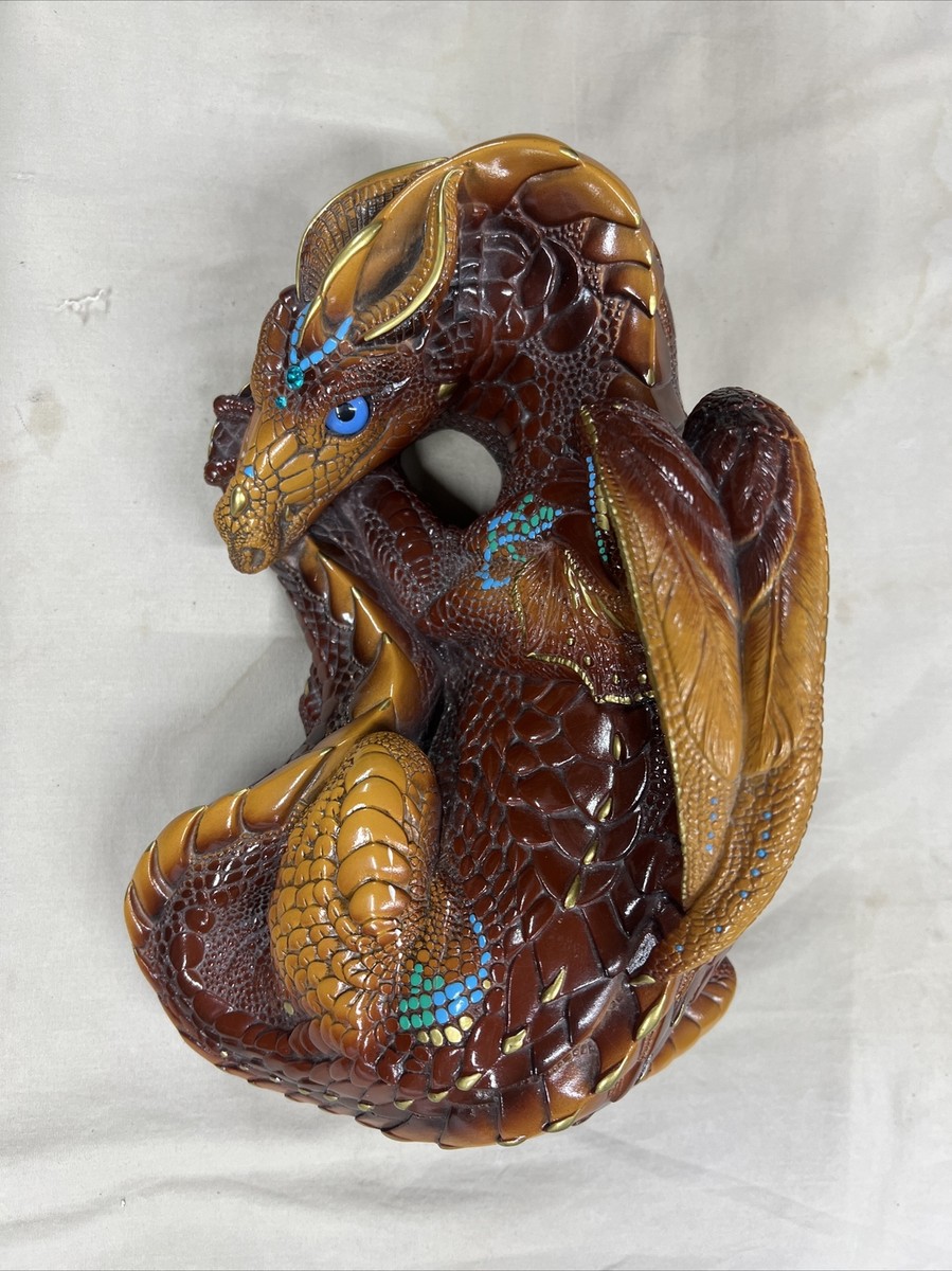 Windstone Editions Female Dragon Brown Gold & Turquoise 1985 Pena