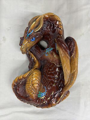 Windstone Editions Female Dragon Brown Gold & Turquoise 1985 Pena