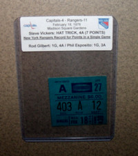 New York Rangers 2/18/1976 Ticket Stub 11 Goals Vickers Hat Trick 7 pts RECORD