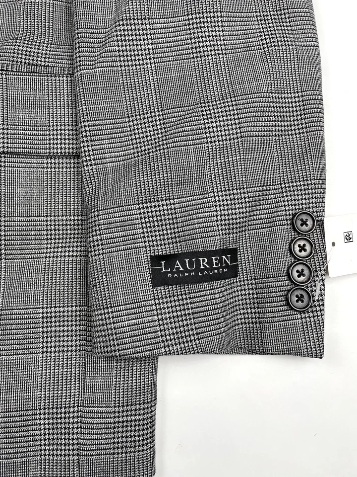 Jaqueta LAUREN RALPH LAUREN Classic-Fit UltraFlex lã preta xadrez esporte 42L - Imagem 3 de 4