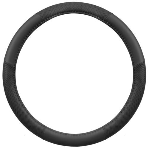 Cubierta de volante de cuero perforado negra con agarre cómodo de Motor Trend - Imagen 4 de 6