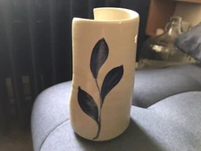 Williamsburg Pottery Fact, Inc. Cobalt Leaves Salt Glaze Open Back Sconce Light