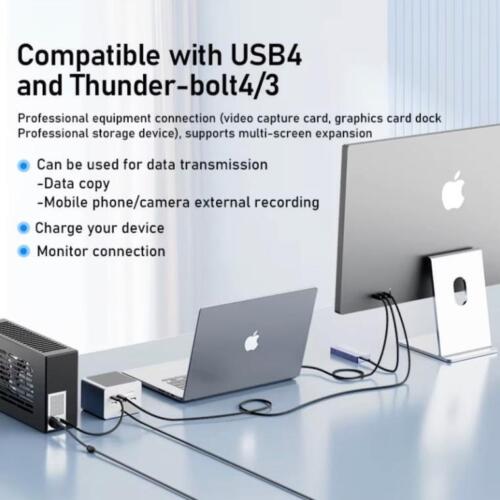USB4 Type C Thunderbolt 5 PD Fast Charging Data Cable PD240W | Male to Male - Picture 10 of 11