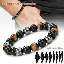 Energy Healing Stretch Bracelet Natural Stone Hematite Tiger Eye for Men Women