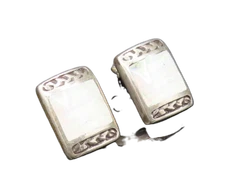 CAROL FELLEY 925 Silver  Vintage Square Fire Opal Stud Earrings  EG11815