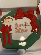 Christmas Elf Ceramic Plate Serving Dish with The Elf On The Shelf 9 In. 3D