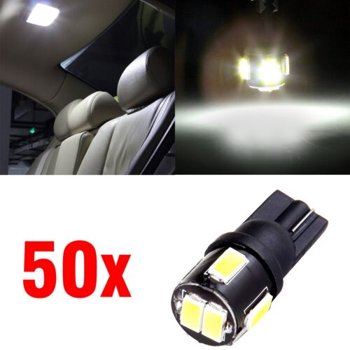 50x White T10 W5W 194 168 6-SMD LED License Plate Instrument Cluster Light Bulb - Picture 1 of 8