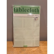 Fabric Tablecloth Oblong 60 x 84 Plaid Mint Easter Green Table Cover New