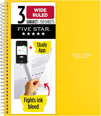 #ad #ad Five Star Spiral Notebook Study App 3 Subject Wide Ruled Paper 150 Sheets 1... $50.15