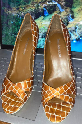 NEW SIZE 7 1/2 M ENZO ANGIOLINI LEATHER UPPER SLIP ON GIRAFF PRINT  SHOES #G10