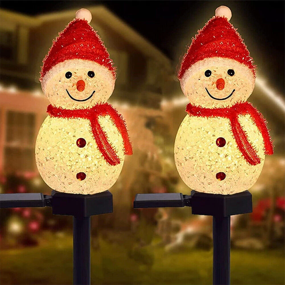 Xmas LED Snowman Light Decor Outdoor Garden Stake Lamp Solar