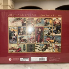 Christmas Collage 1000 Piece Puzzle Old Fashioned Santa Cards Robert Frederick.