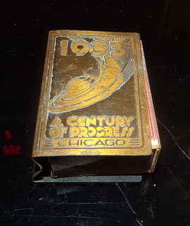 Vintage 1933 Chicago Century of Progress Tin Match Box Holder Bonus