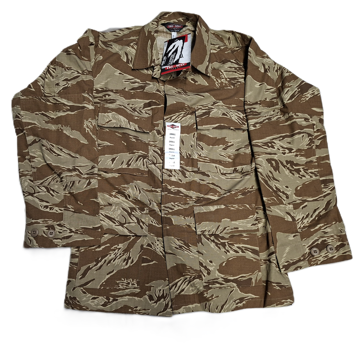 Tru-Spec Desert Tiger Stripe BDU Shirt 100% Cotton Size SR | eBay